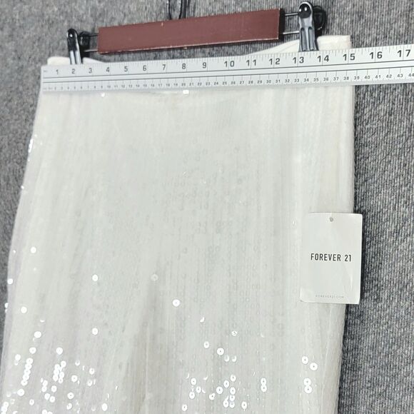 Forever 21 Pants Womens Large White Sequined Flare Disco Party Holiday 30x32 - Picture 3 of 15